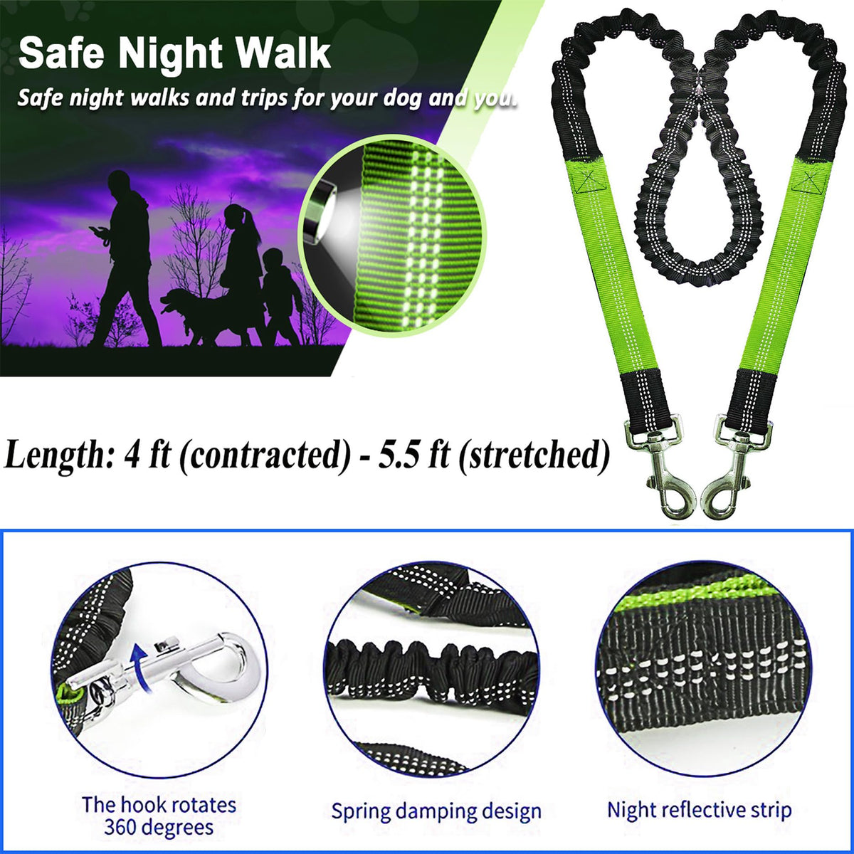 SIAELT Leash in 4ft, Green 218