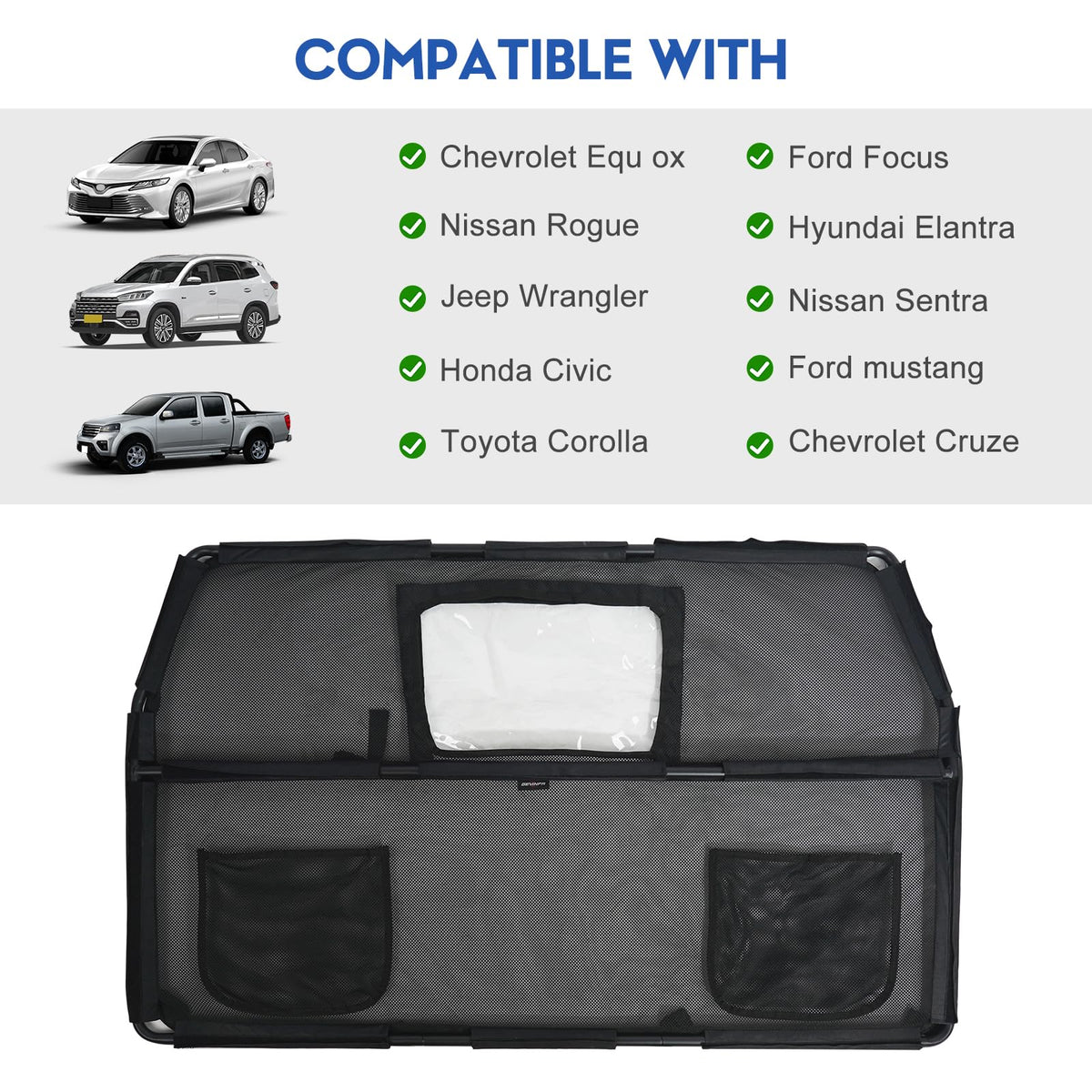 GEVINFA Pet Supplies in 52" Wide Dog Car Barrier, Black