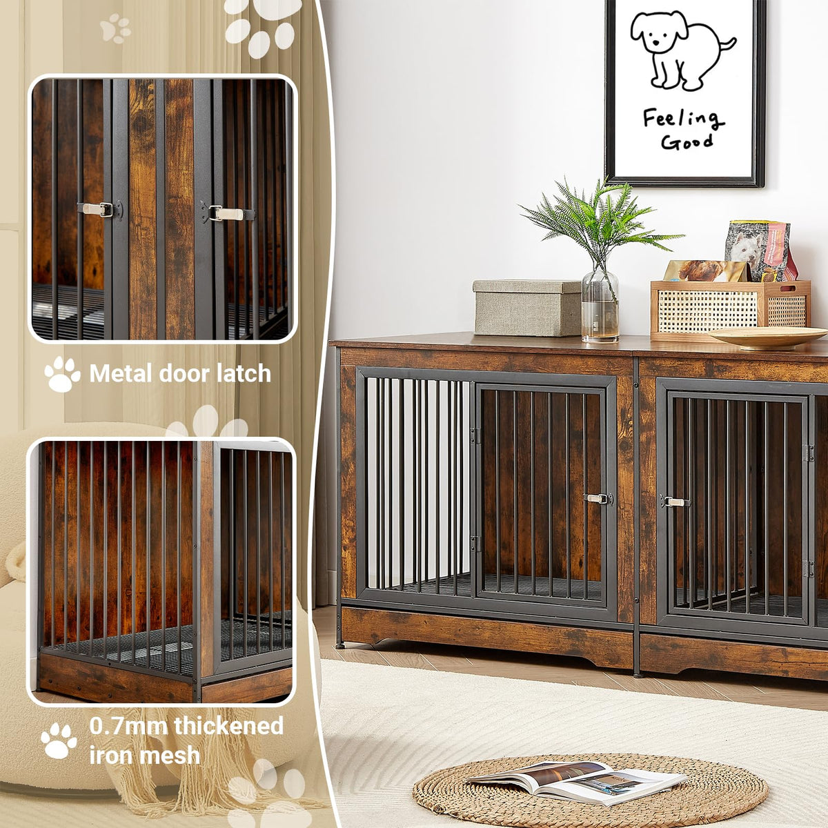 Rovibek Animal Cage in 75.0"L x 27.0"W x 32.0"H, Brown