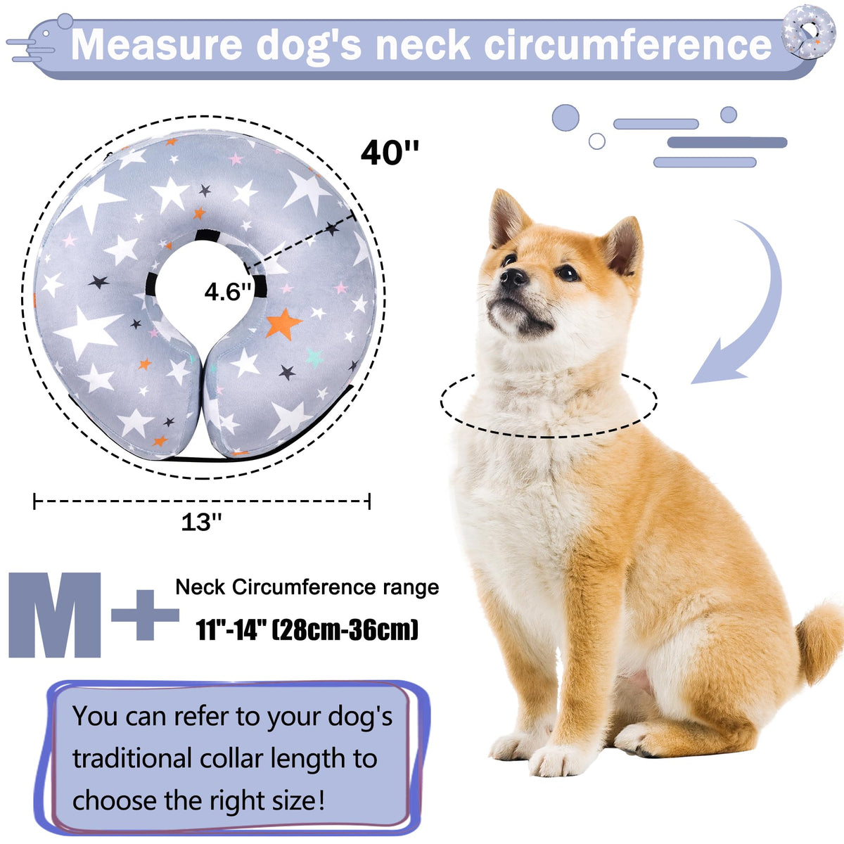 Cneo Animal Recovery Collar Cone in M+（neck 11"-14"）, Grey