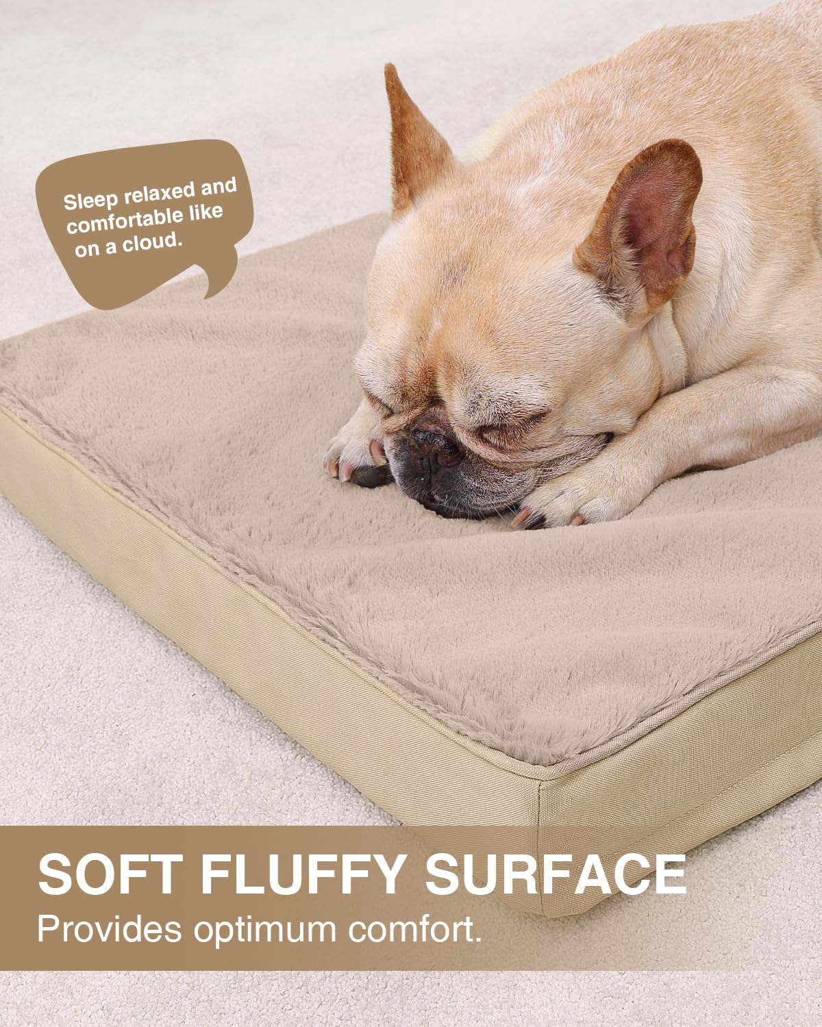 KSIIA Pet Bed Mat in 23.0"L x 17.0"W x 3.0"Th, Khaki