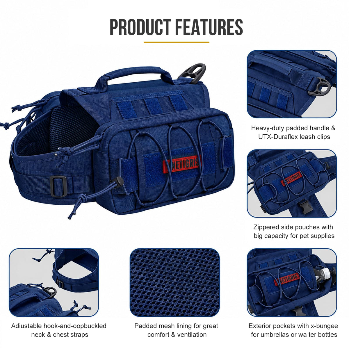 ONETIGRIS Pet Supplies in Medium, Blue