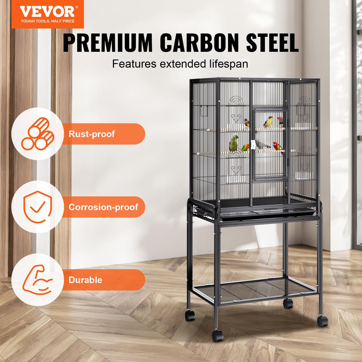VEVOR Animal Cage in 24.0"L x 16.9"W x 54.0"H, Black