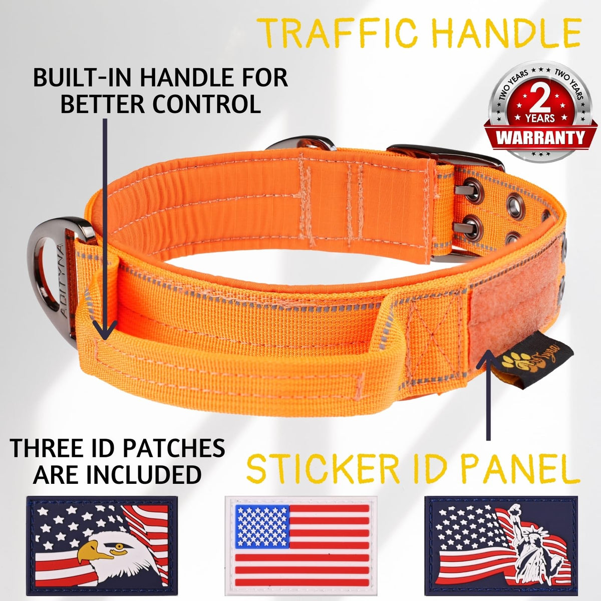 ADITYNA Animal Collar in Medium: Fit 15-19" Neck, Orange