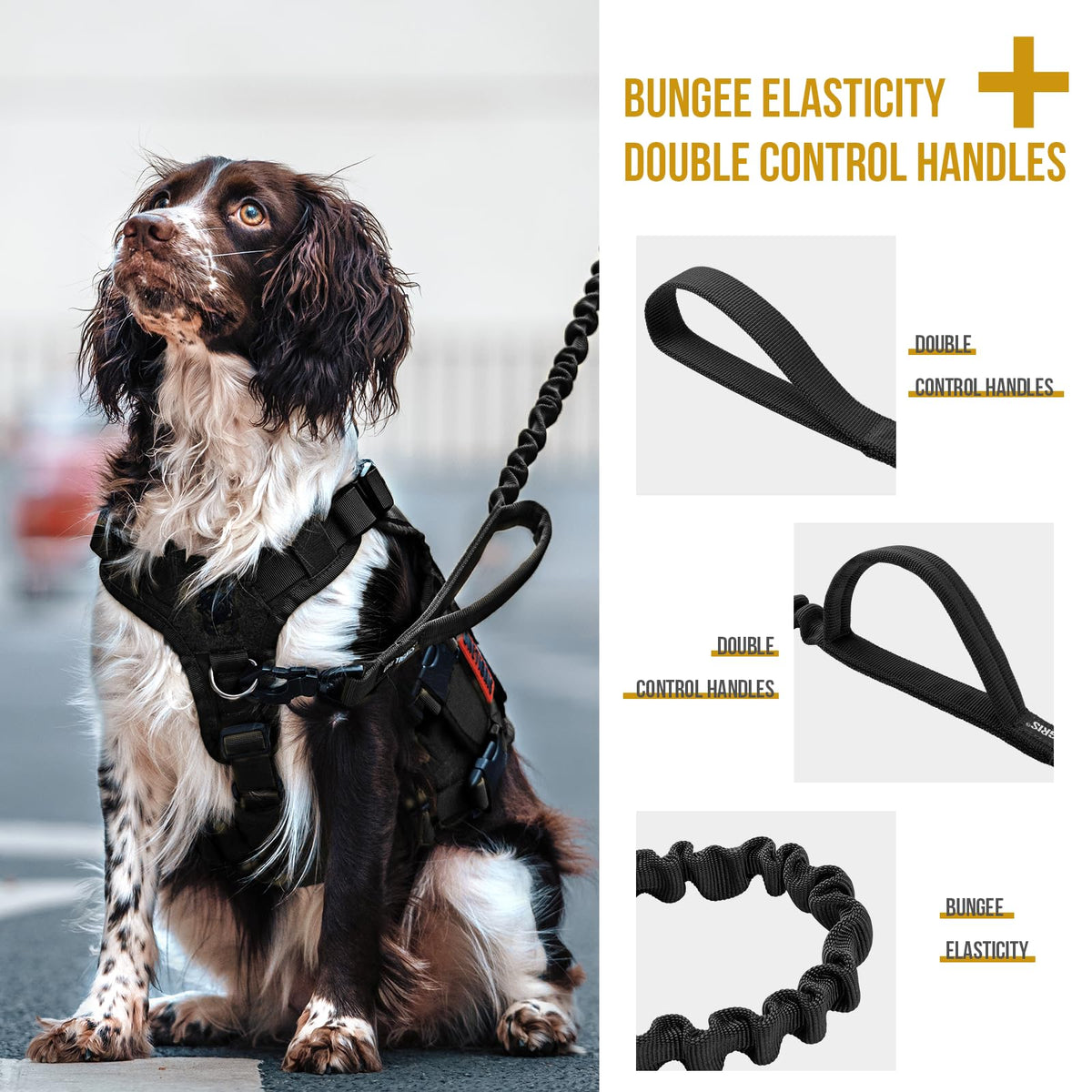 ONETIGRIS Leash in 85cm-118cm/33.5in-46.5in, Black