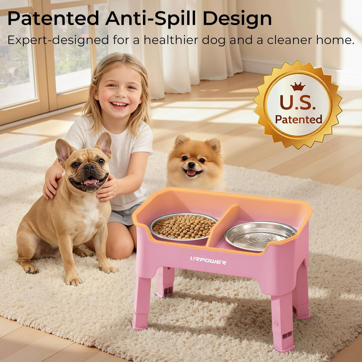 URPOWER Pet Feeder in Small, Pink