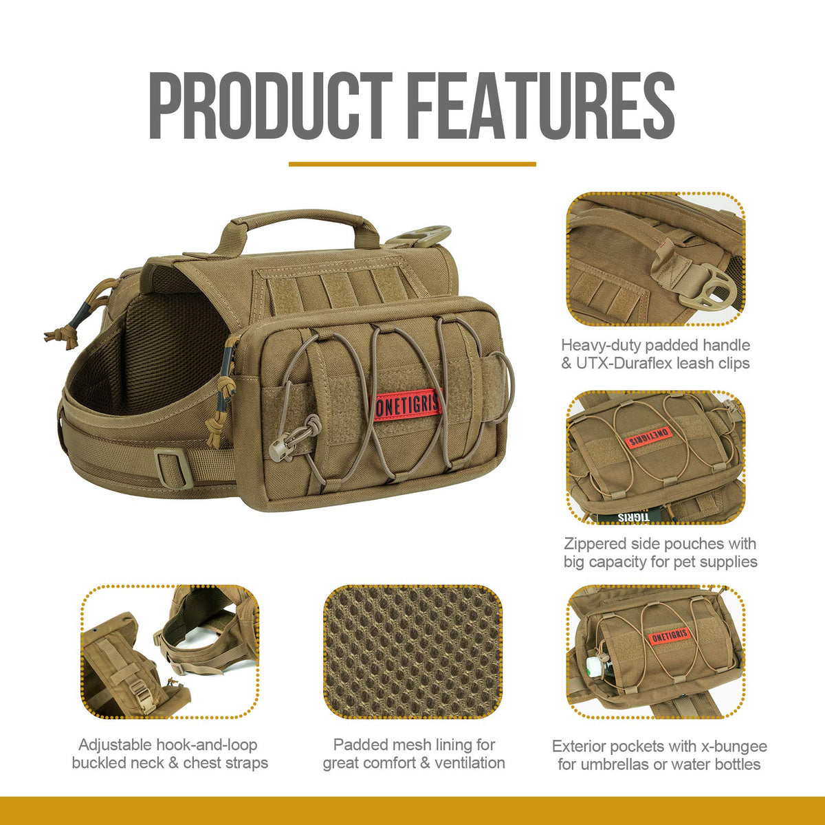 ONETIGRIS Pet Supplies in Small, Brown