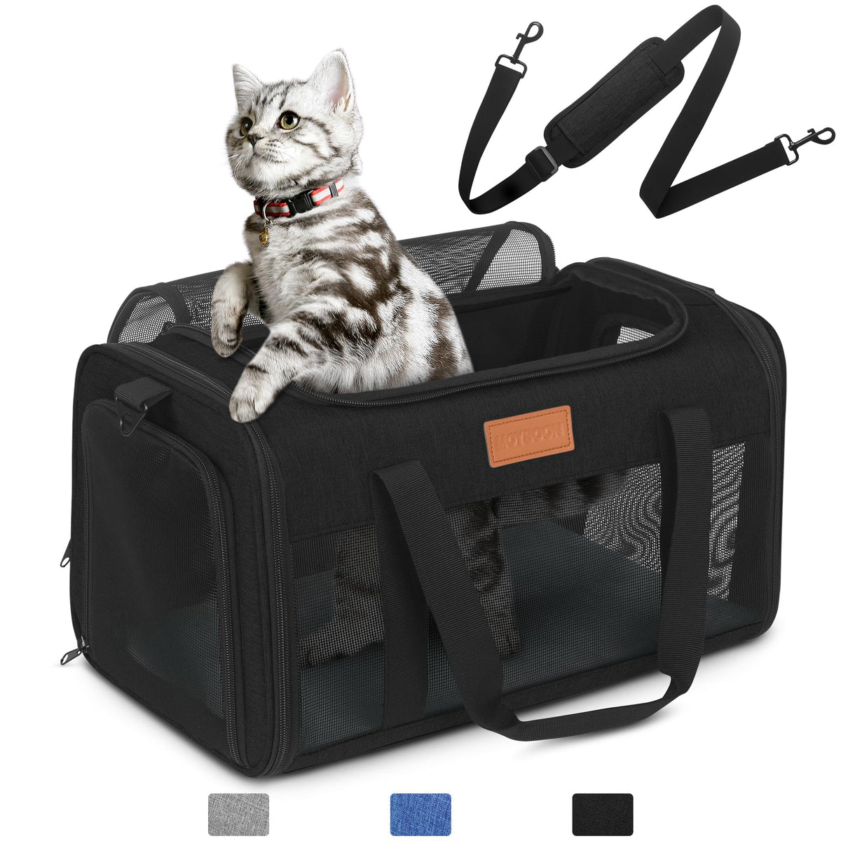 Petux Animal Carrier in 17.0"L x 11.0"W x 9.5"H, Black