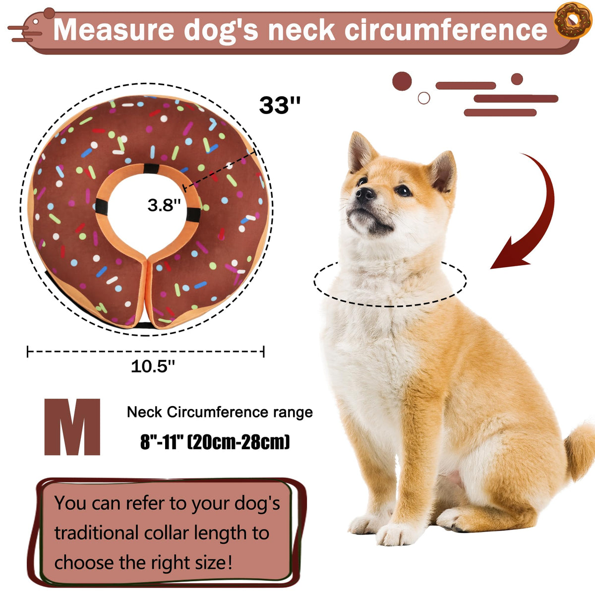 Cneo Animal Recovery Collar Cone in M（neck 8"-11"）, Brown