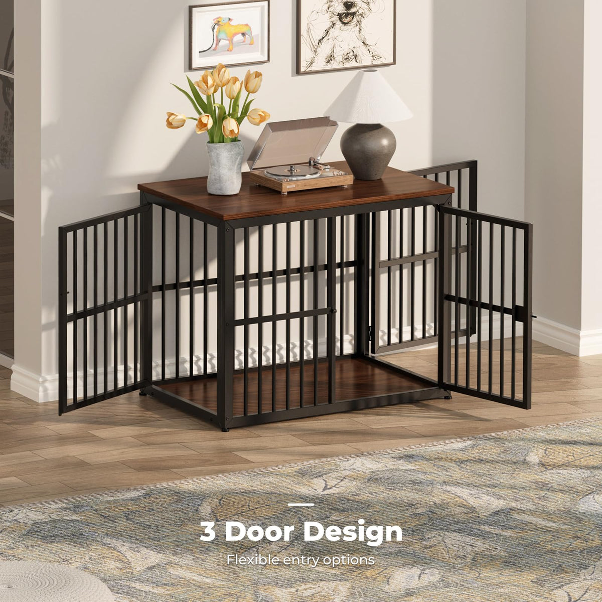 Lyromix Animal Cage in 33.1"L x 22.1"W x 26.0"H, Walnut