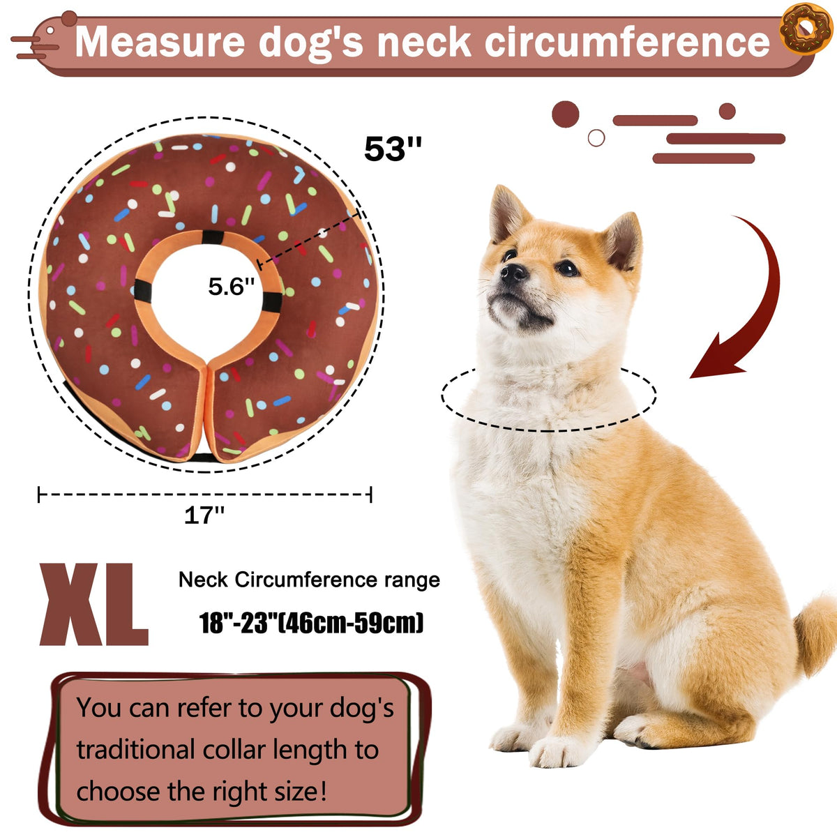 Cneo Animal Recovery Collar Cone in XL（neck 18"-23"）, Brown