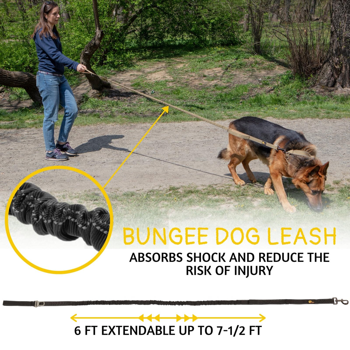 ADITYNA Leash in 6ft to 7.5ft, Black