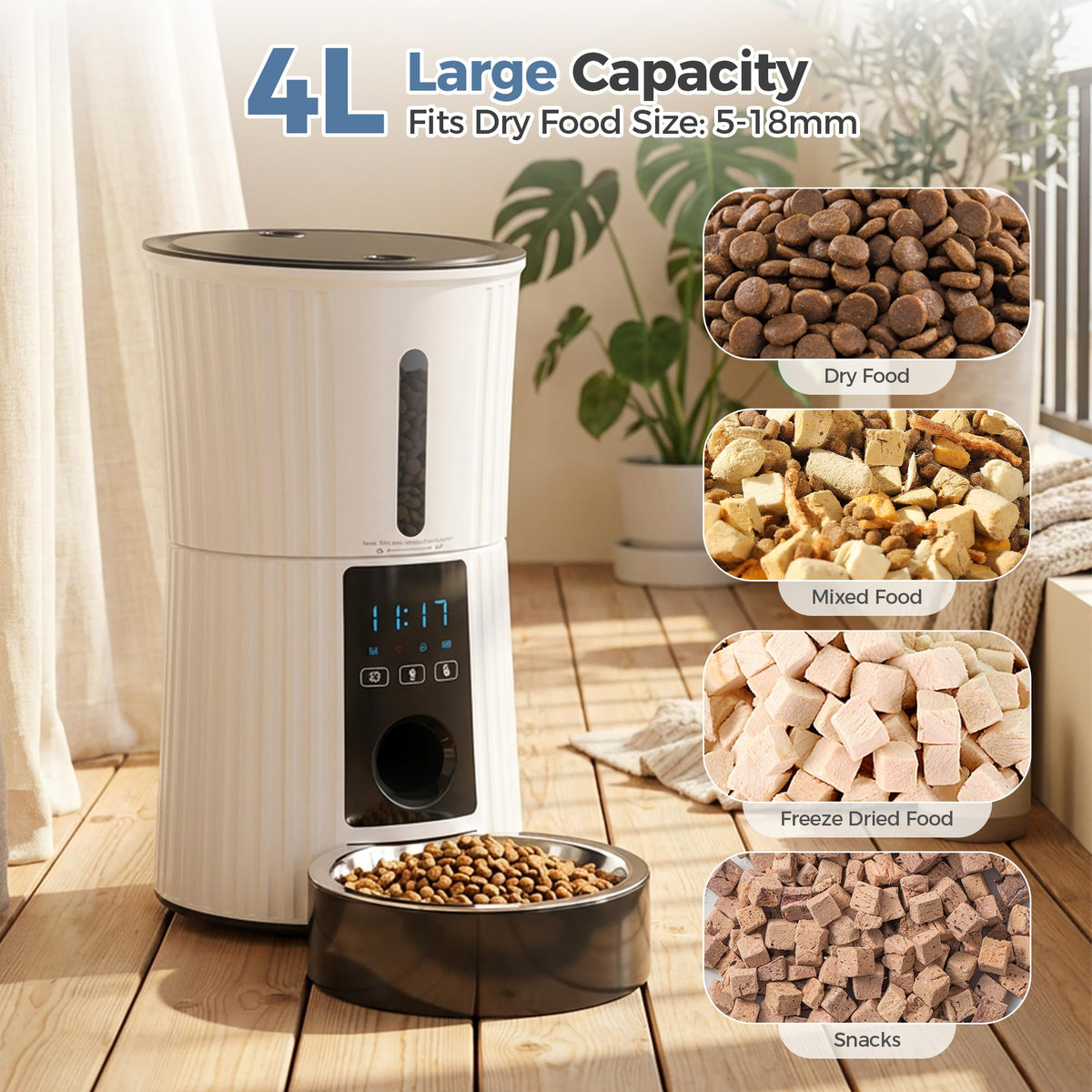 DUMOS Pet Feeder in 4L-WiFi, Modern White
