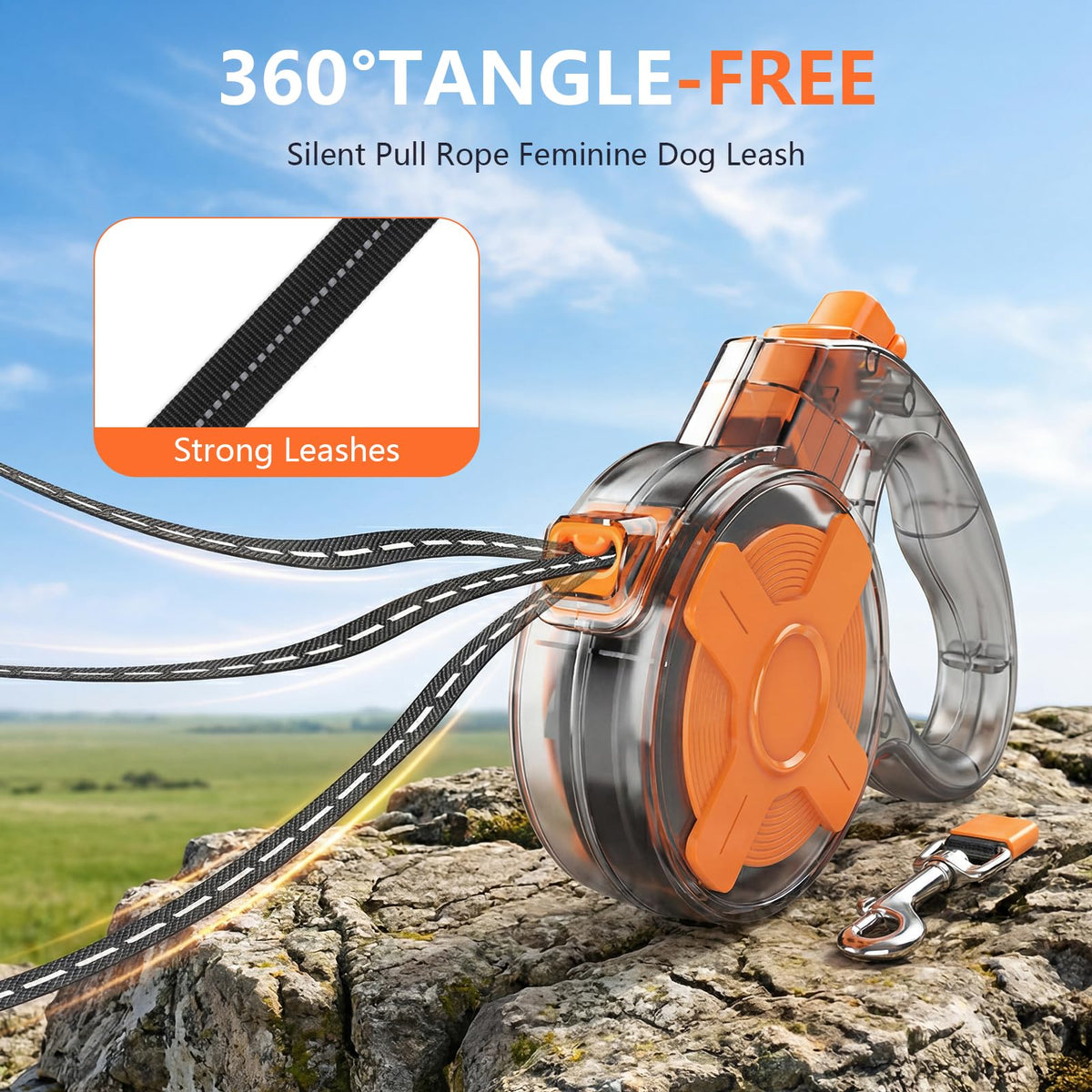 XlyCrtve Leash in 13 Feet, Orange