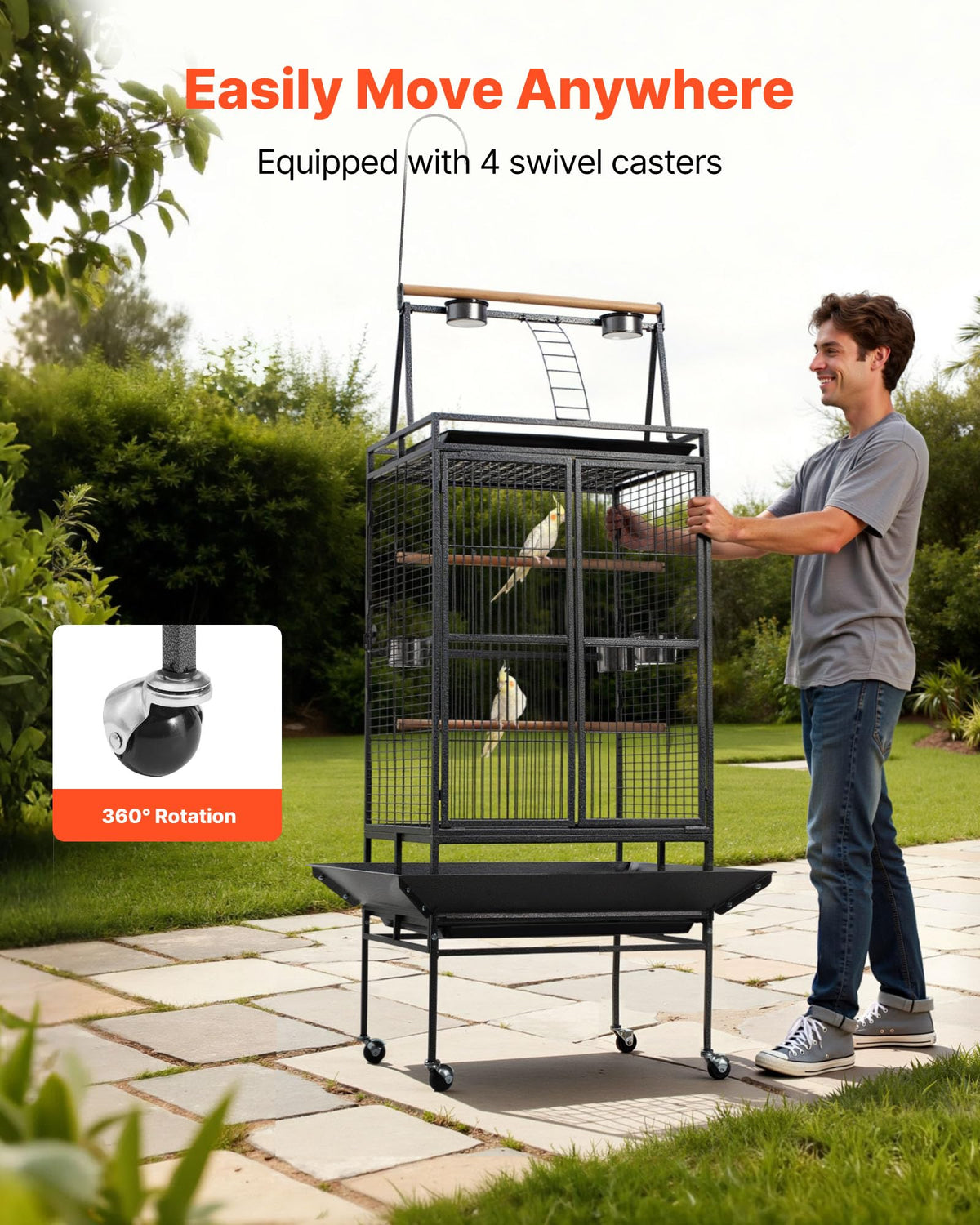 VEVOR Animal Cage in 32.7"L x 31.1"W x 82.7"H, Black