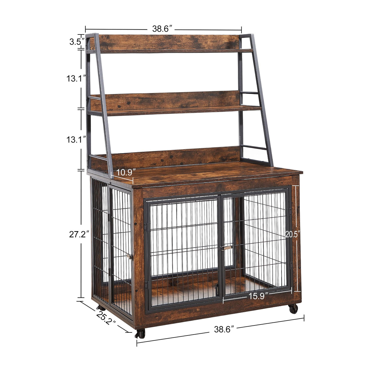 NicBex Animal Cage in 38.6"L x 25.2"W x 56.9"H, Rustic Brown