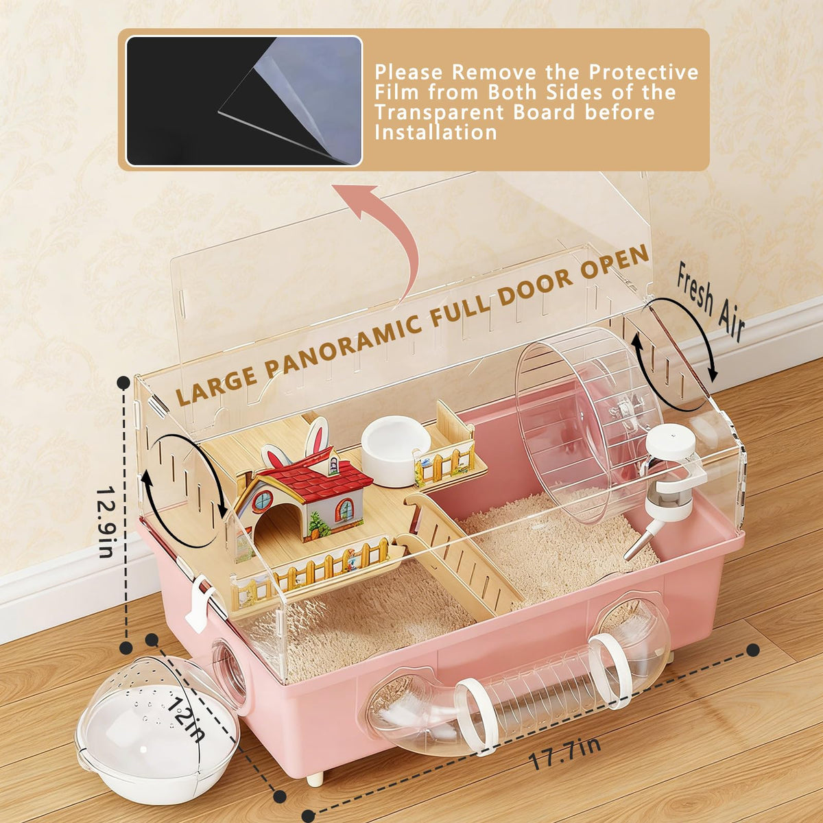WflamaS Animal Cage in 18.0"L x 11.0"W x 14.6"H, Clear