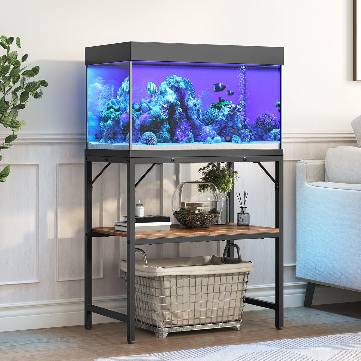 MAHANCRIS Item Stand in 20 Gallon, Rustic Brown