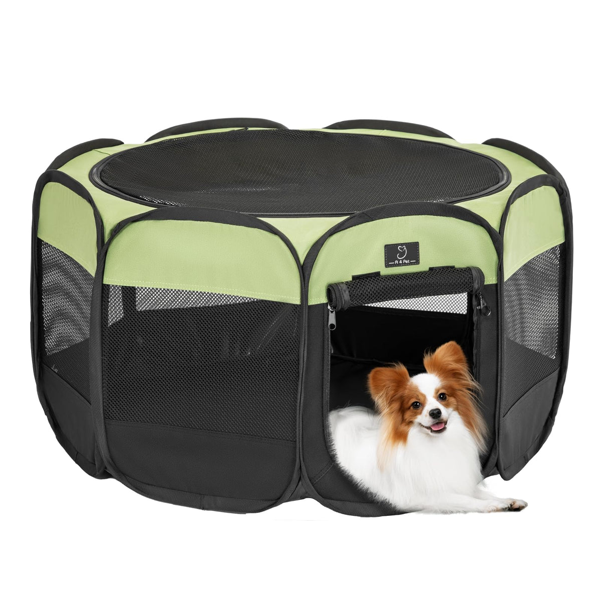 A 4 Pet Pet Playpen in S(29.92"x29.92"x16.5"), Green+Black