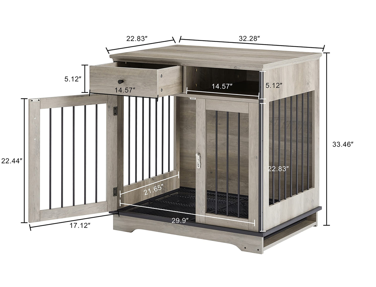 NicBex Animal Cage in 32.3"L x 22.8"W x 33.5"H, Grey