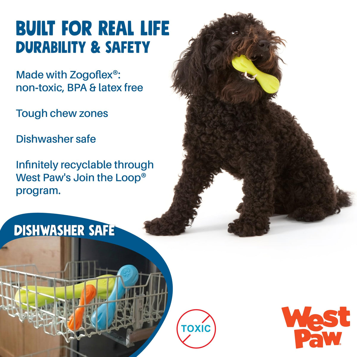 WEST PAW Pet Toy in Large, Aqua