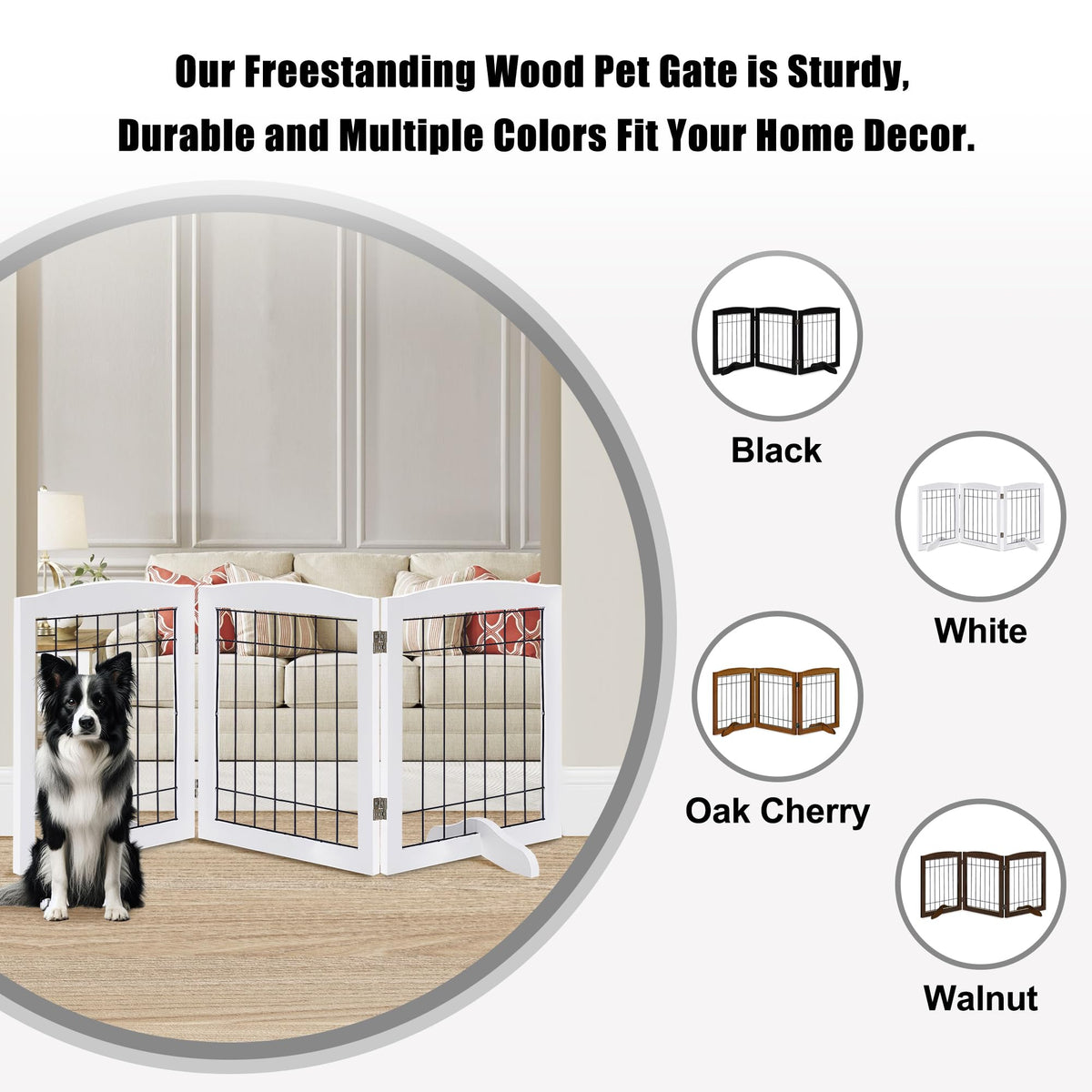LZRS Temporary Gate in 30"Height-3 Panel, White