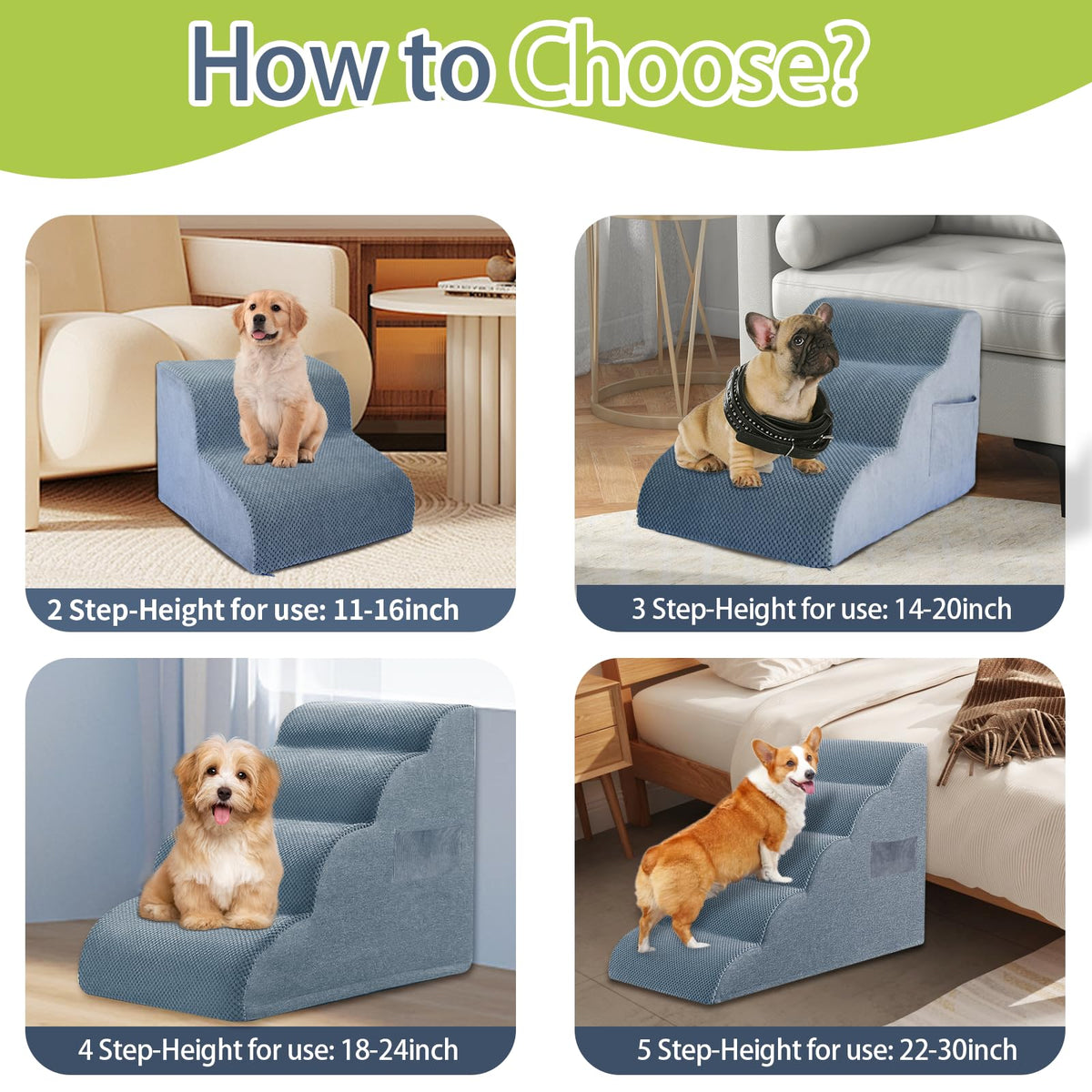 Yukfona Animal Stair in 2-Step (15.8"D x 15.8"W x 11.8"H), Grey