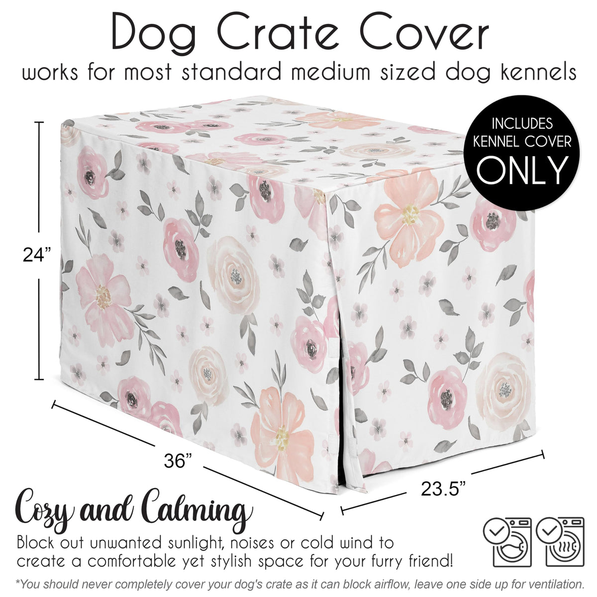 Sweet Jojo Designs Animal Cage in 36in. x 24in. x 23.5in., Pink and Grey Watercolor