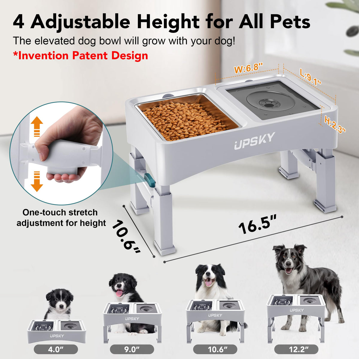 UPSKY Pet Feeder in E-3-in-1 (White)