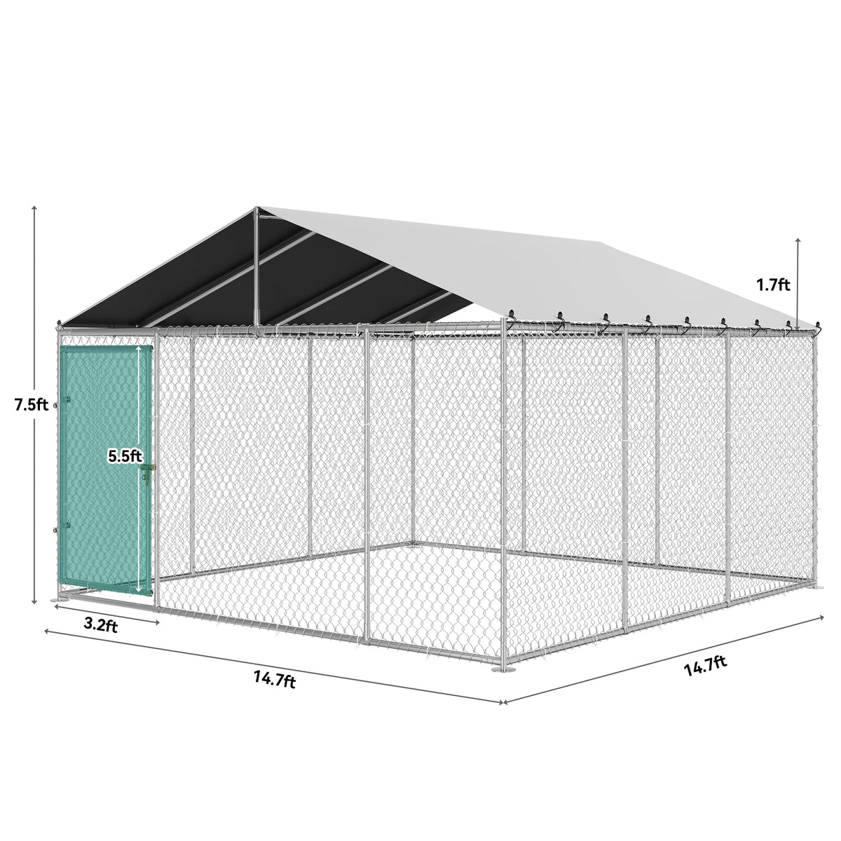 DWVO Animal Cage in 14.7' x 14.7', Silver
