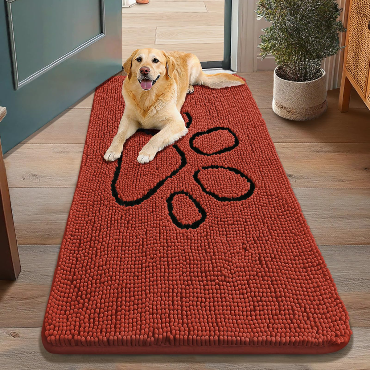 Smiry Rug in 48"X30", Maple Red and Black