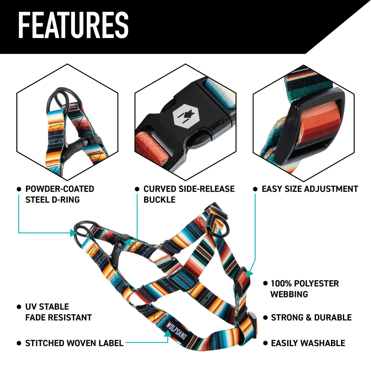 Wolfgang Man & Beast Animal Harness in Small (5/8 Inch x 12-18 Inch), LostArt Print