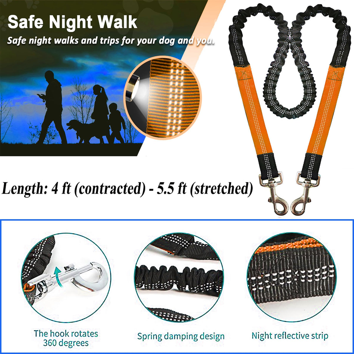 SIAELT Leash in 50Ft, Orange F2