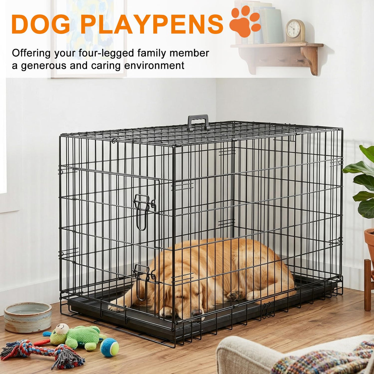 FDW Animal Cage in 36.0"L x 22.0"W x 24.0"H, Black