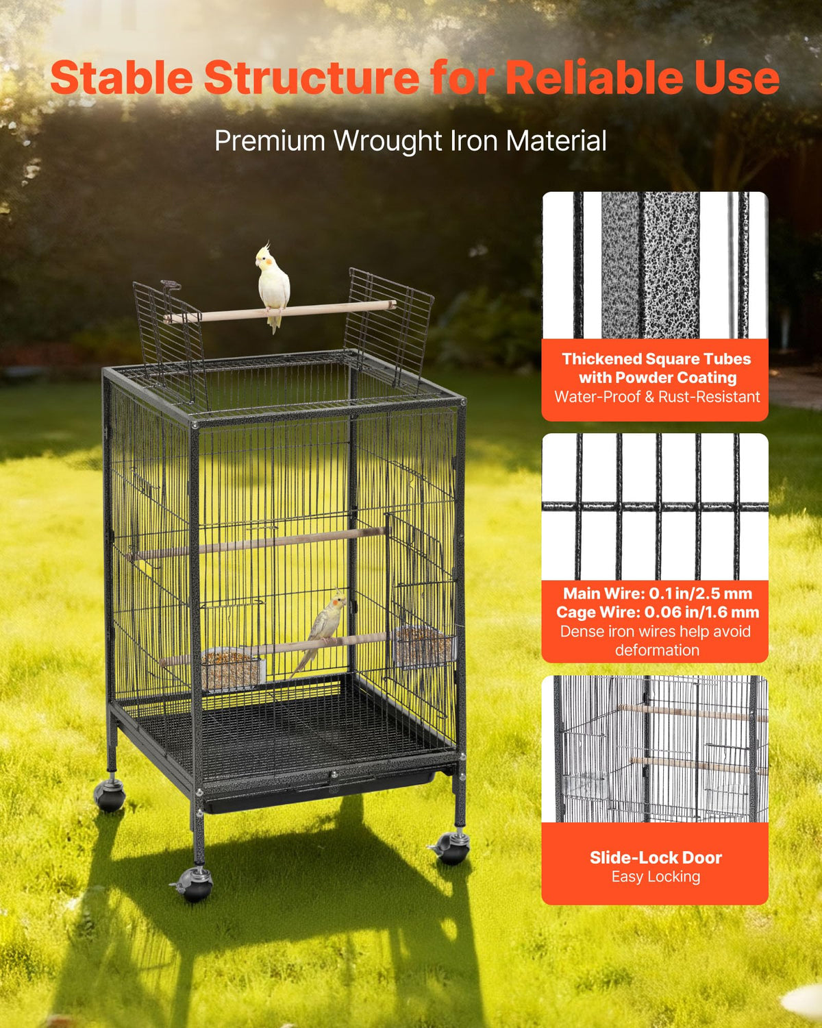 VEVOR Animal Cage in 18.0"L x 18.0"W x 30.0"H, Black