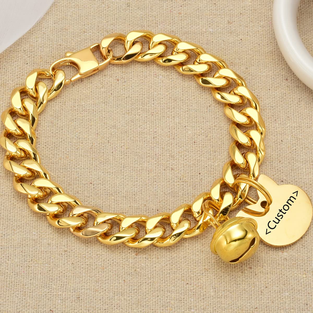 Abaxaca Animal Collar in Kitten Neck 10"-12", Blue,Gold,Golden,Gray,White