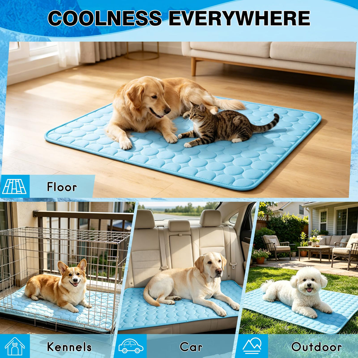 XinChangShangMao Pet Bed Mat in Small 20''×16'', Blue