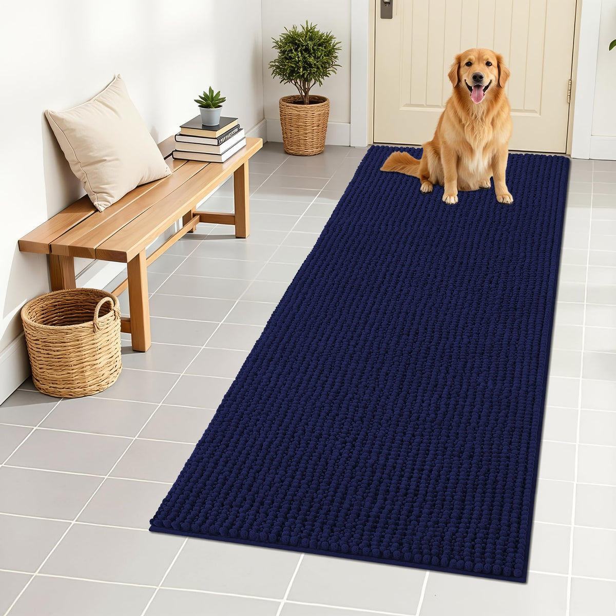 OLANLY Pet Bed Mat in 59" X 24", Navy Blue