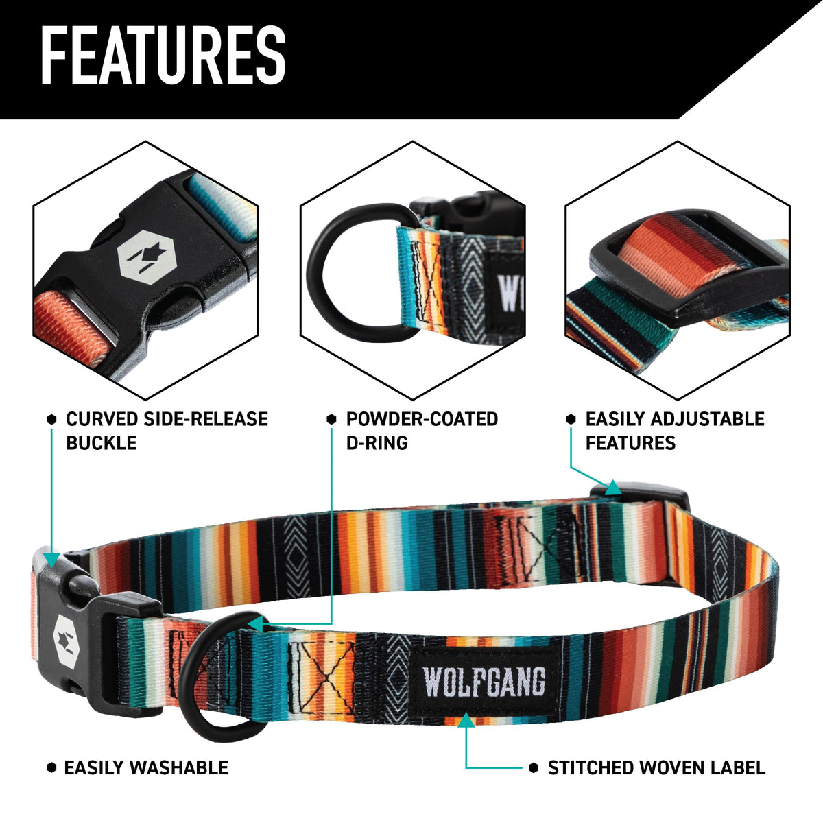 Wolfgang Man & Beast Animal Collar in Small (5/8 Inch x 8-12 Inch), LostArt Print