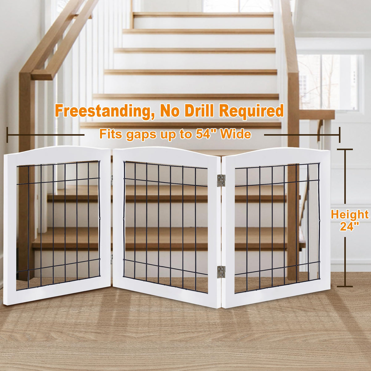 LZRS Temporary Gate in 24"Height-3 Panel, White