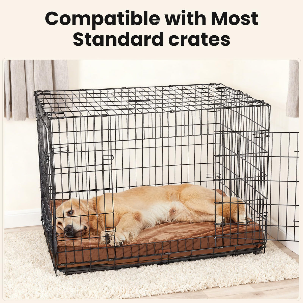 OhGeni Pet Bed Mat in 41" x 28" x 4" (For Crate), 04-Brown