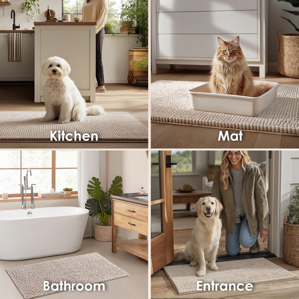 EHEYCIGA Pet Bed Mat in 24x16inch, Beige