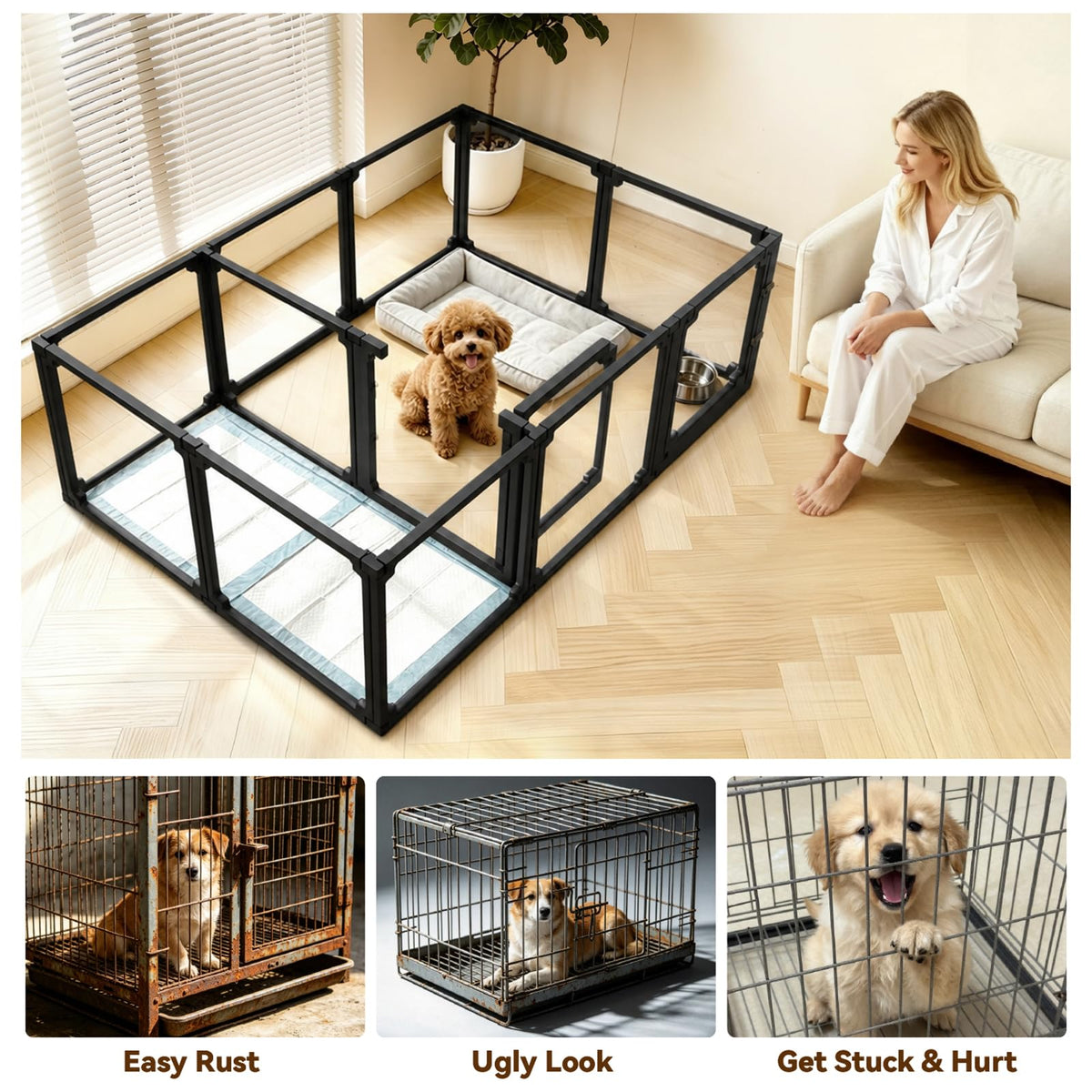 EVOTAILS Pet Playpen in 24", Black