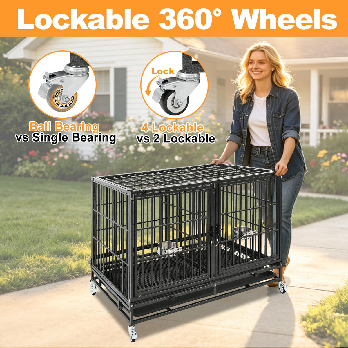 Homey Pet Animal Cage in 43.0"L x 28.0"W x 29.0"H, Black