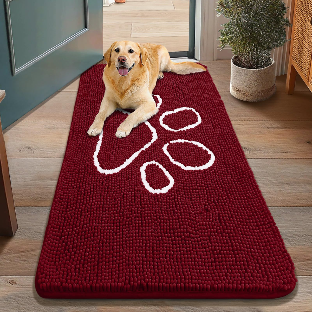 Smiry Rug in 48"X30", Red and White