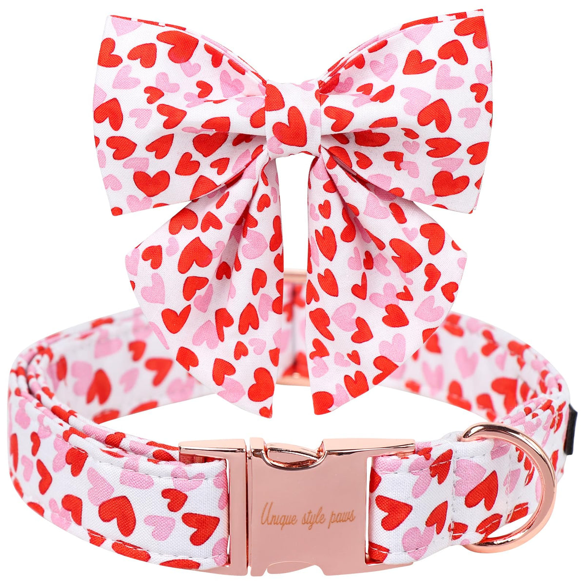 Unique style paws Animal Collar in S, heart-bowtie