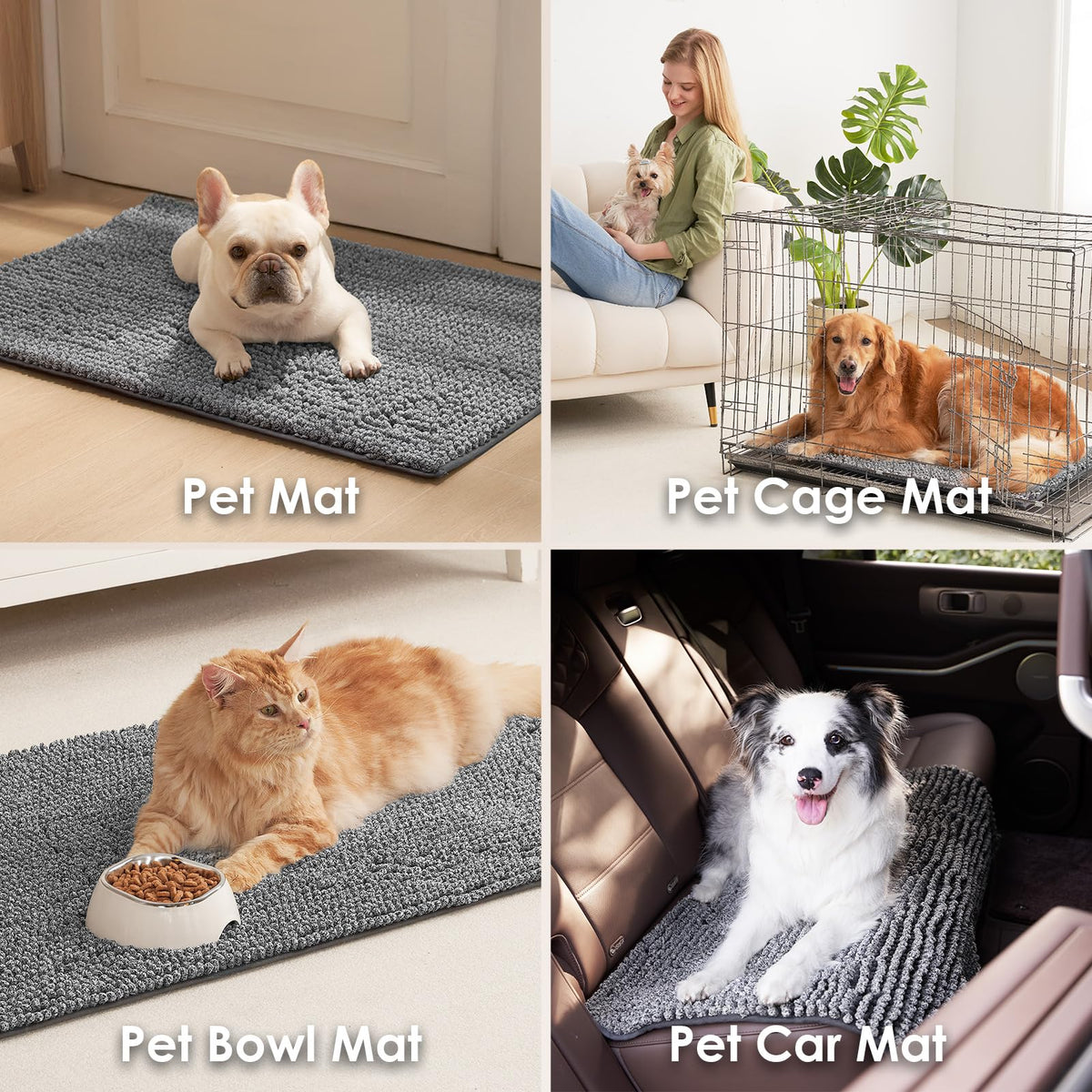 EHEYCIGA Pet Bed Mat in 24x16inch, Grey