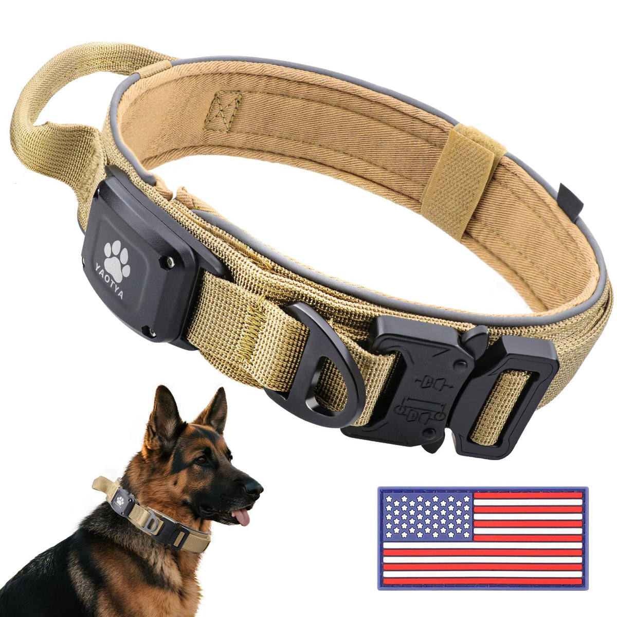 YaoTya Animal Collar in M(15"-18.5"), Khaki