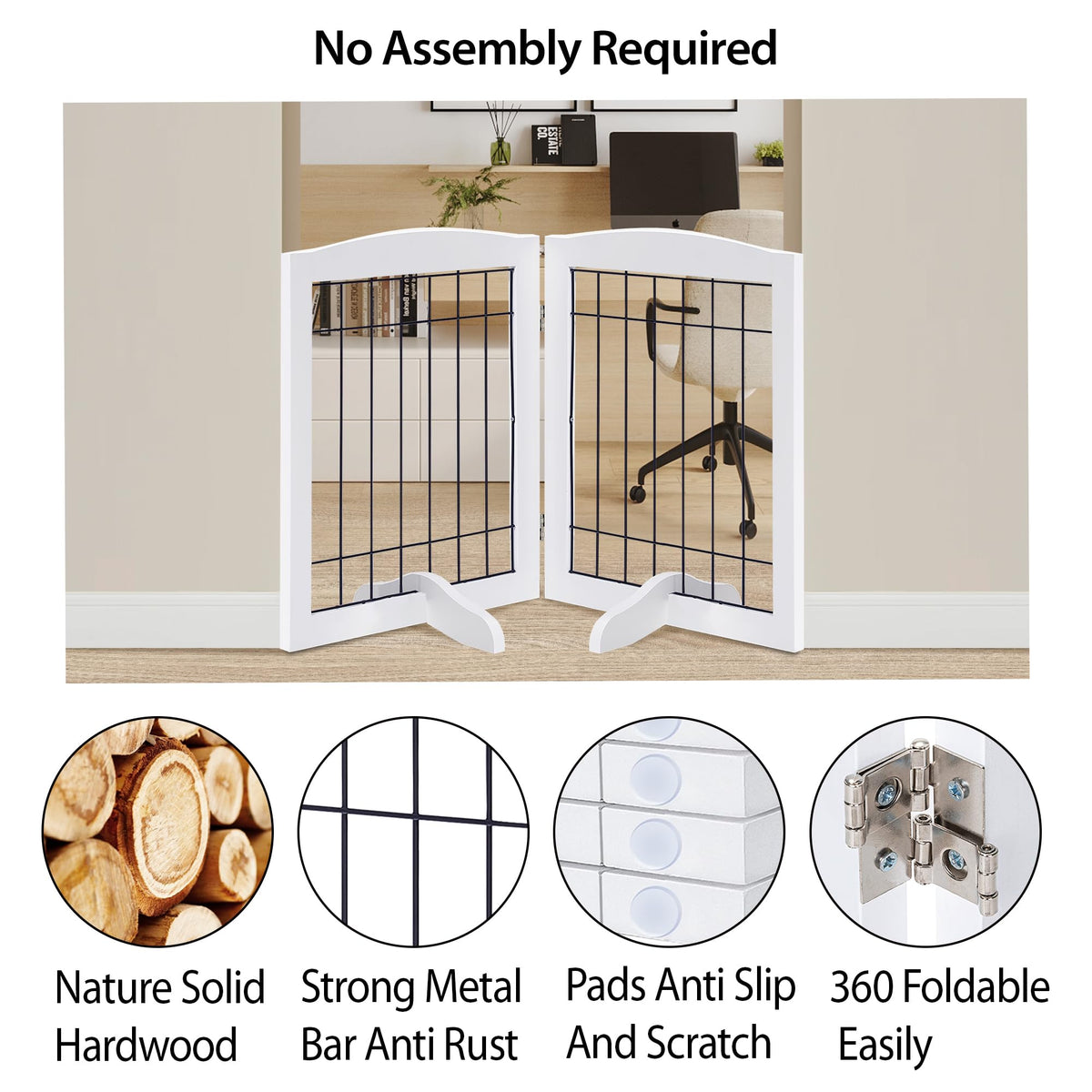 LZRS Temporary Gate in 30"Height-2 Panel, White