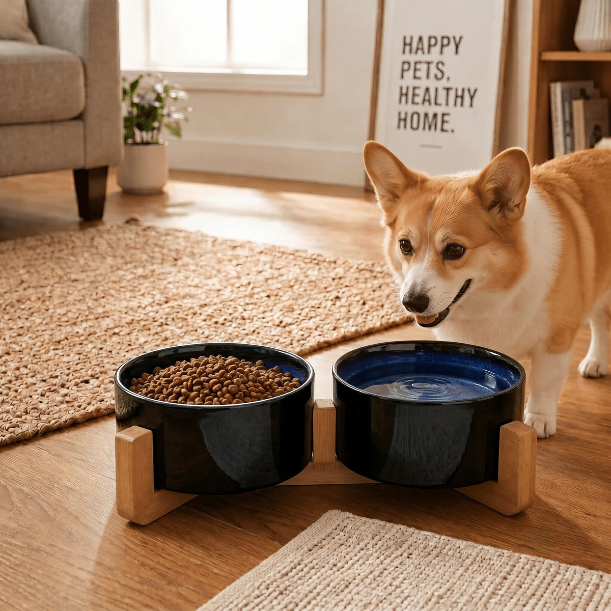 SPUNKYJUNKY Pet Feeder in 3.6 cups, Starry Blue × 2